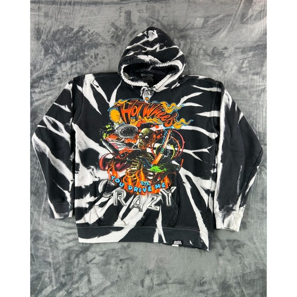 Broken Promises x Hot Wheels Hoodie Tie-Dye Graphic Sweatshirt Size L Crazy - Picture 1 of 9